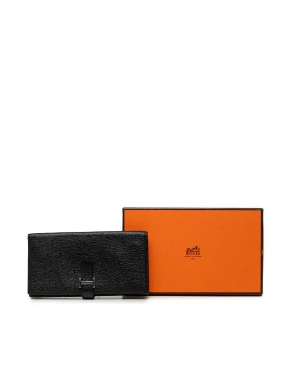 Hermes Bearn Souffle Wallet Noir Silver Chevre